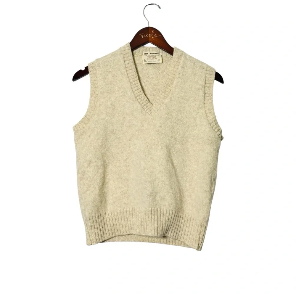 Vintage The Moors Lord Jeff Shetland Wool Sweater Vest Mens Large Cream